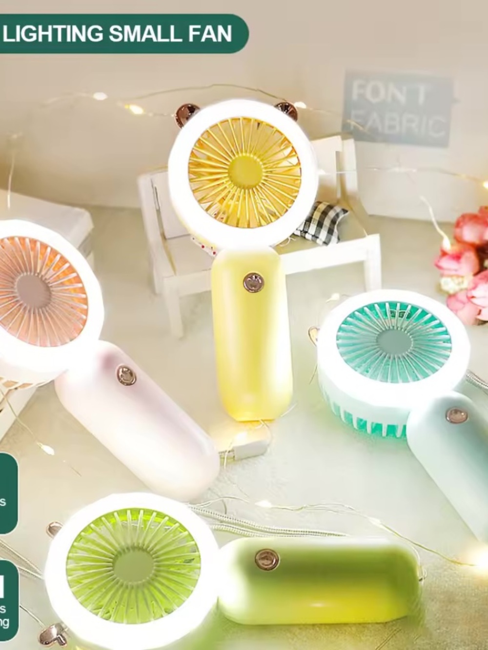 3pcs Portable Handheld Mini Fan Mister with LED - Light